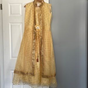 Indian Pakistani Punjabi - long golden gown for teen girls
